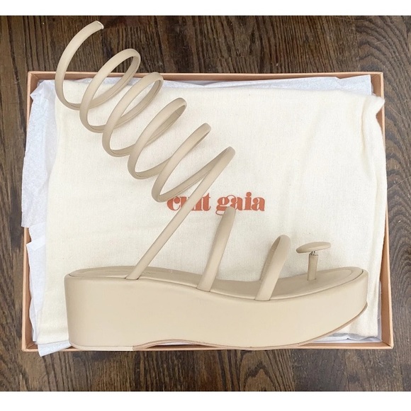 NIB Cult Gaia Alba Sand Leather Coil Wrap Platform Wedge Sandals Pumps 36 6 $498 - Picture 7 of 12